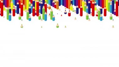 Beyaz arkaplan animasyonu 4K üzerinde beyaz arkaplan animasyonu üzerine kalem çubuğu 3D sanal izometrik karıştırma dalgası deseni, Eğitim veya iş kırtasiyesi konsept tasarımı çizimi çizimi, kopya alanı ile