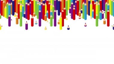 Beyaz arkaplan animasyonu 4K üzerinde beyaz arkaplan animasyonu üzerine kalem çubuğu 3D sanal izometrik karıştırma dalgası deseni, Eğitim veya iş kırtasiyesi konsept tasarımı çizimi çizimi, kopya alanı ile