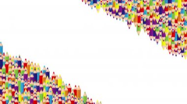 Kalem çubuğu 3D sanal izometrik karıştırma dalgası şablonu, Eğitim veya iş kırtasiye konsepti tasarım çizimi beyaz arka plan dikişsiz döngü animasyonu 4K, kopya alanı ile 