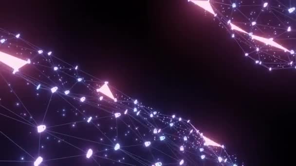 Abstract Line Lighting Frame Structure Pattern Wireframe Polygon Futuristic Particle — Vídeo de Stock