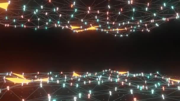 Абстрактна Структура Рамки Лінії Освітлення Каркас Багатокутник Футуристична Частинка Ключова — стокове відео