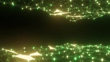 Soyut çizgi aydınlatma çerçeve yapısı şablonu çokgen fütüristik parçacık kalkanı ikonu 3D görüntüleme, Firewall dijital teknolojisi siyah arkaplan dikişsiz animasyon 4K, boşluğu kopyala