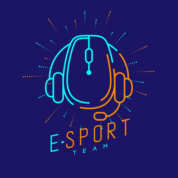 Esport Streamer Logo Icona Contorno Ictus Equipaggiamento Gioco Del Mouse — Vettoriale Stock