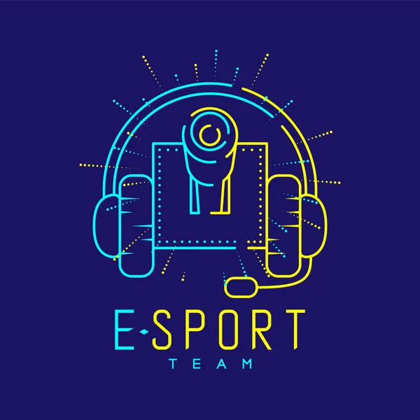 Esport Streamer Logo Icona Contorno Ictus Cuffie Gioco Con Microfono — Vettoriale Stock
