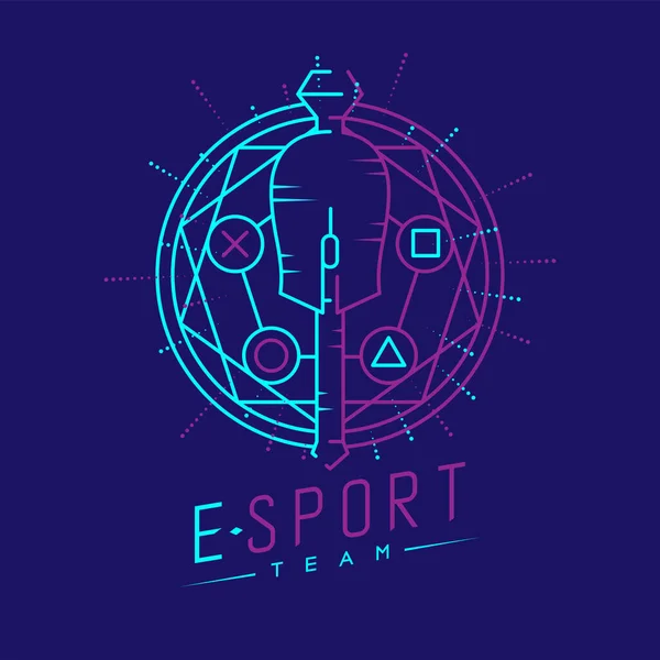 Esport Logo Icona Contorno Ictus Cornice Cerchio Magico Scettro Gioco — Vettoriale Stock