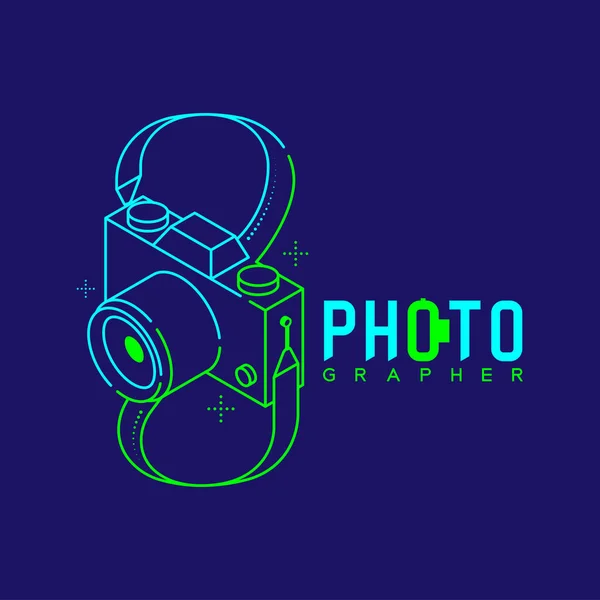 Isométrique Photographe Logo Icône Coup Contour Avec Signe Infini Faite — Image vectorielle