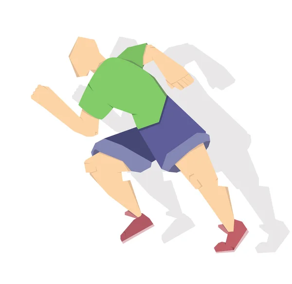 Male athlete runs, healthy lifestyle, morning run, vector image, flat design, cartoon character — Stock Vector