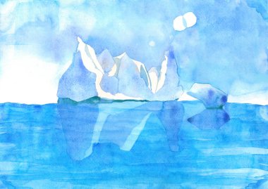 Mavi buzullar suluboya