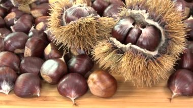 Tatlı KESTANELİ calybium ahşap tablo Castanea sativa düşmek gıda