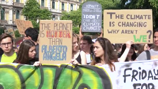 Milan Italy May 2019 Demonstration Students Protesting Global Strike Climate — 비디오