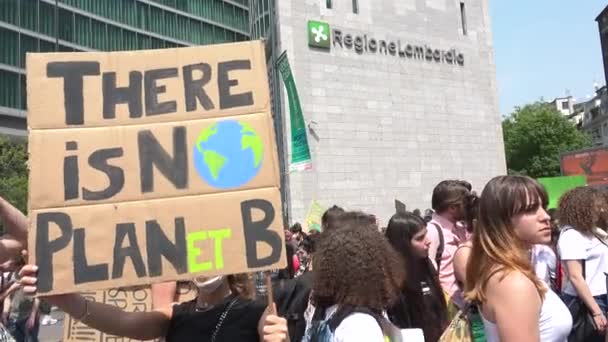 Mailand Italien Mai 2019 Demonstration Von Streikposten Beim Globalen Streik — Stockvideo