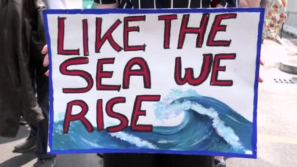 Милан Италия Мая 2019 Года Пикет Экологов Знак Глобальной Забастовки — стоковое видео