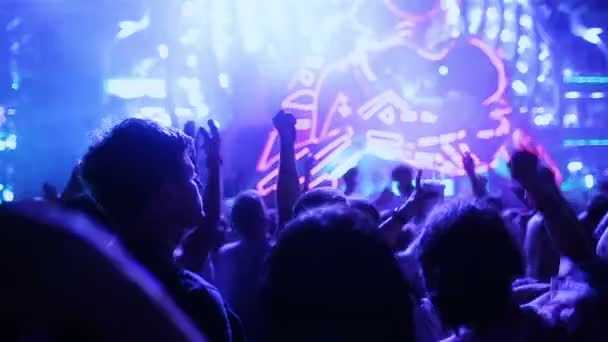Les gens qui font la fête sur la piste de danse DJ du monde de la musique . — Video