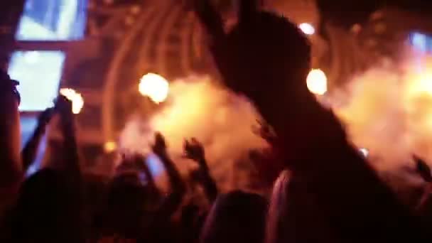 Видеозапись вечеринки толпы на рок-концерте . — стоковое видео