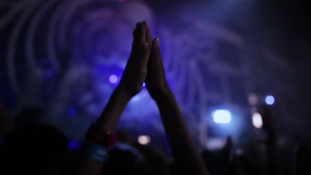 Концертная толпа на фестивале живой музыки — стоковое видео