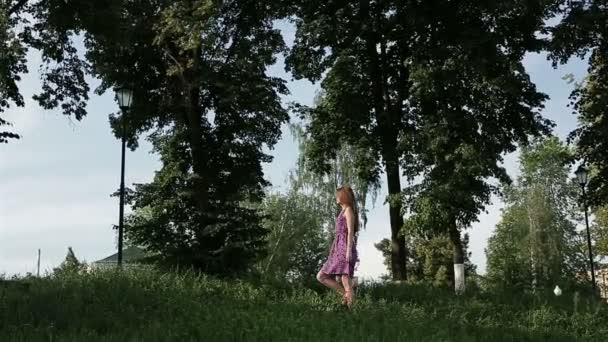 Une jeune fille blonde dans les bois — Video