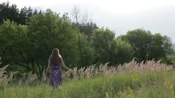 Gyönyörű fiatal nő szabadban — Stock videók