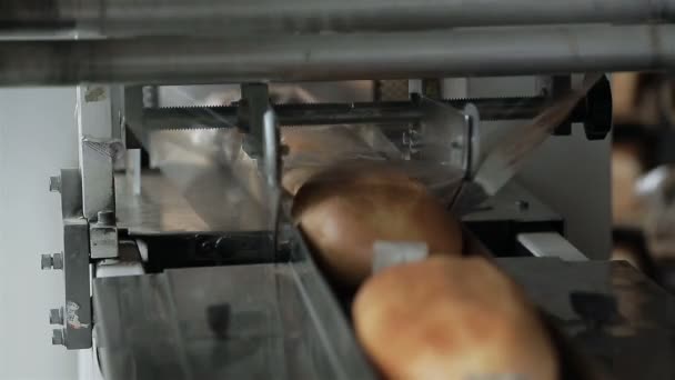 Packing line bread in foil — Stock Video