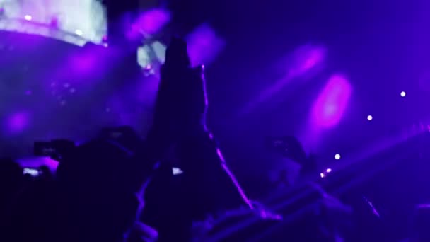 Концертная толпа на рок-фестивале — стоковое видео