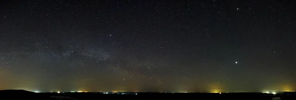 Night sky with the stars of the Milky Way galaxy. Panoramic view
