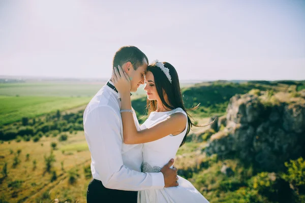 Casamento casal abraçando uns aos outros — Fotografia de Stock