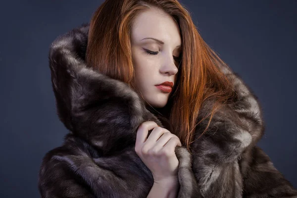 lady in elegant fur coat