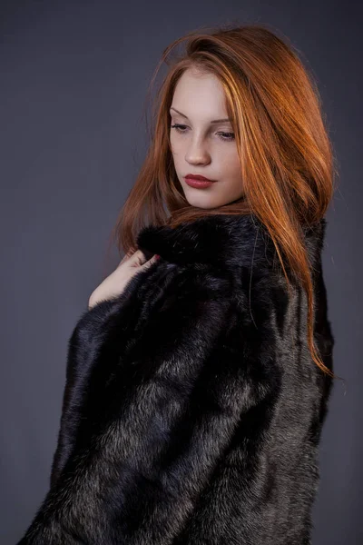 lady in elegant fur coat
