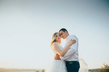 Düğün çifti sarılma