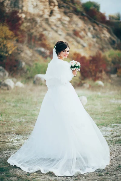 Bella sposa in abito da sposa — Foto Stock