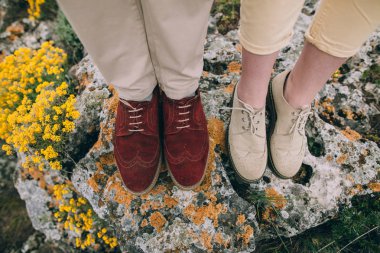 bir taş üzerinde duran çift aşık