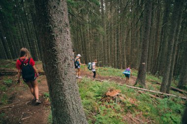 Dağlarda yürüyüş yapan insanlar