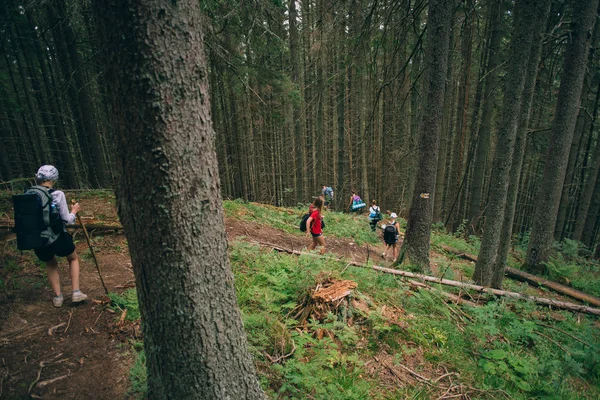 Pessoas caminhadas nas montanhas — Fotografia de Stock