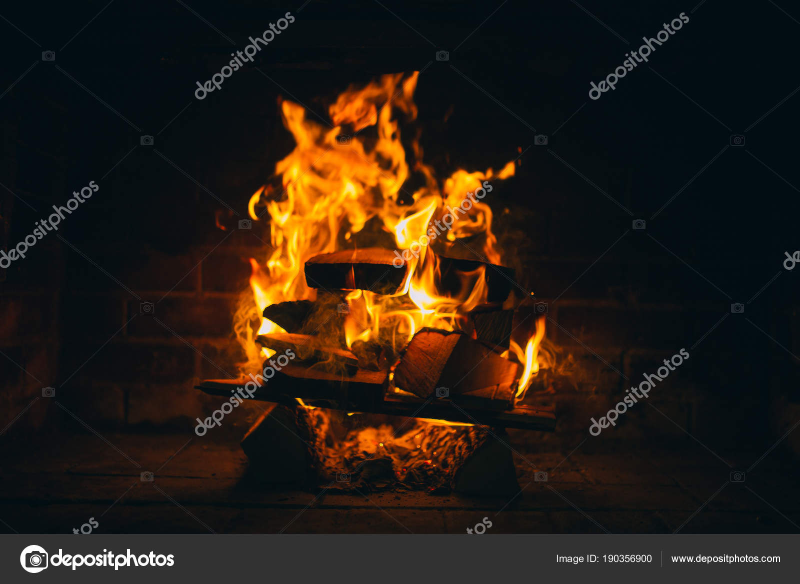 Burning Logs Fireplace Stock Photo C Amvorsuf 190356900