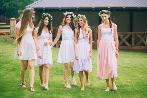 Novias Novia Celebran Despedida Soltera Antes Boda —  Fotos de Stock