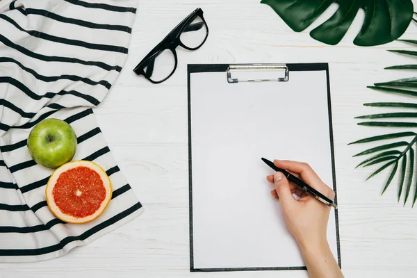 Weibliche Handschrift Text Notizblock Lebensstil Oder Geschäftskonzept — Stockfoto