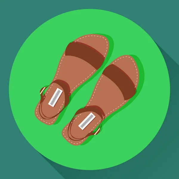 Vector brown women summer sandals icon.