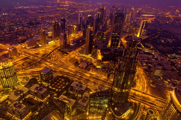 Night Dubai streets from above