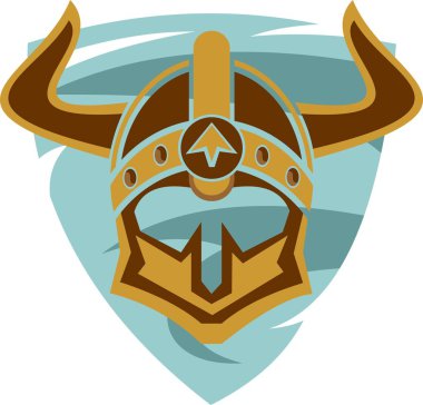 Viking savaşçı kask mavi kalkan