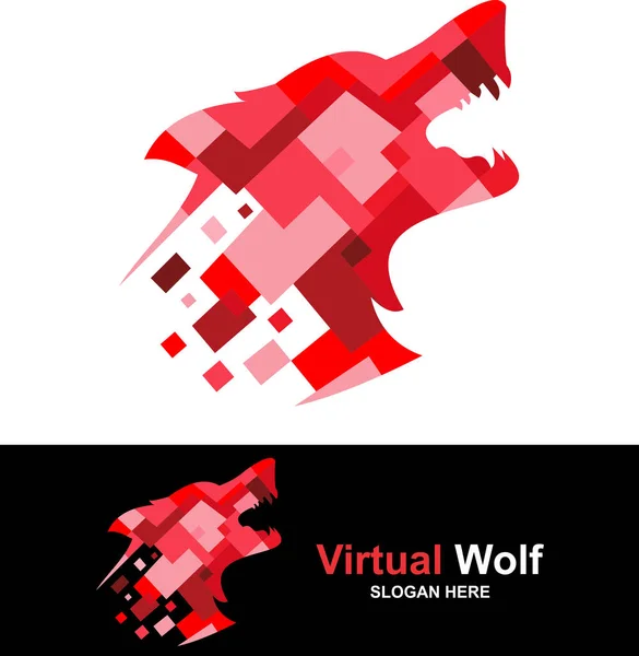 Logo numérique du loup rouge abstrait — Image vectorielle