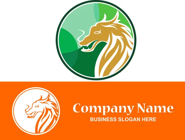Dragão no logotipo círculo verde — Vetor de Stock