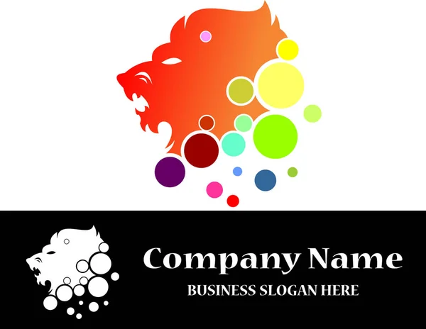 Logotipo digital bolha leão — Vetor de Stock