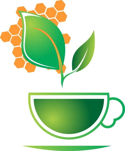 Té verde miel café logo — Vector de stock