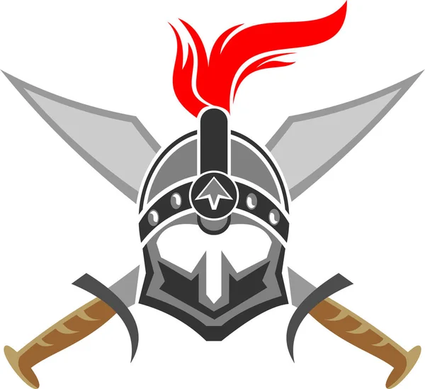 Logotipo espada do capacete espartano — Vetor de Stock