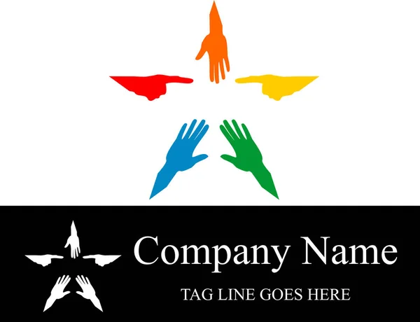 Hand star colorful logo — Stock Vector