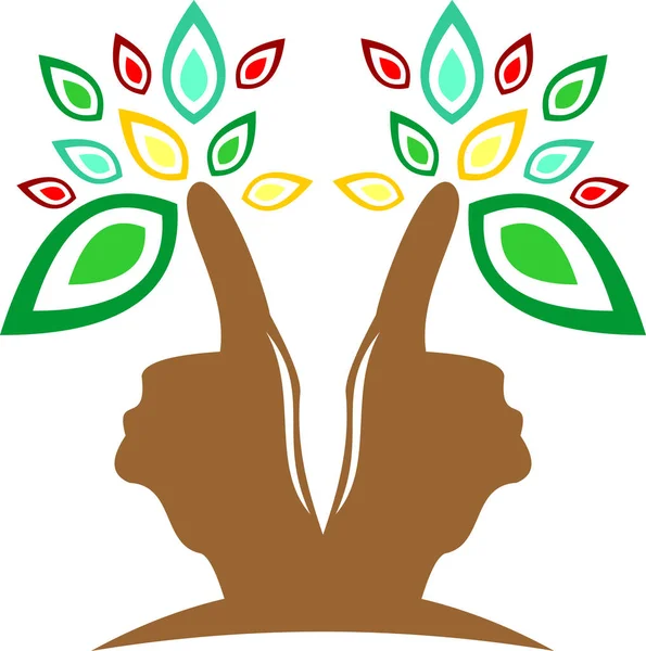 Логотип пальца магические природные красочные — стоковый вектор