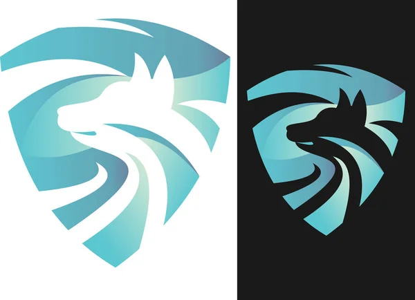 Логотип синий лис защиты — стоковый вектор