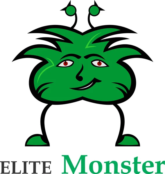 Zöld logó mosoly monster — Stock Vector