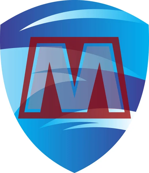Logotipo letra M no escudo —  Vetores de Stock