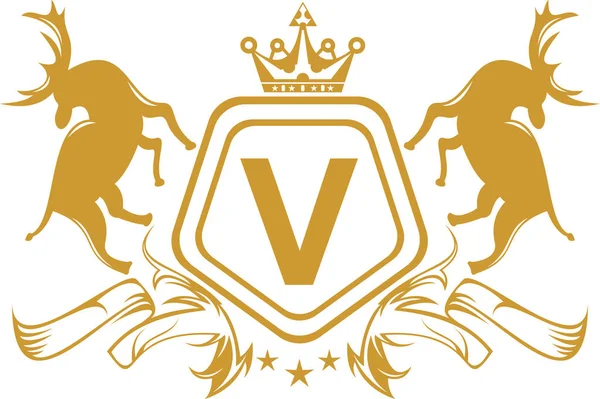 Logo deer heraldic emblem — Stock Vector