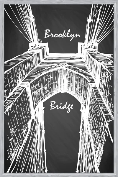 Brooklyn Bridge croquis sur un tableau noir BG — Image vectorielle